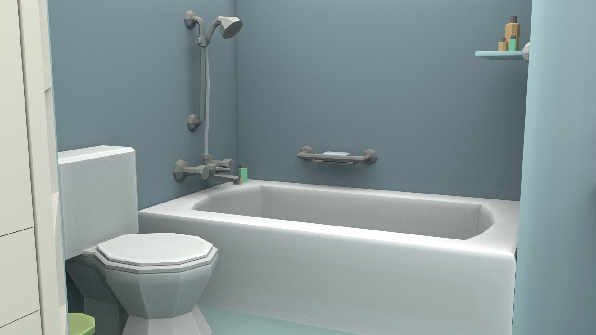 Cartoon Bathroom Low-poly 3D model_7