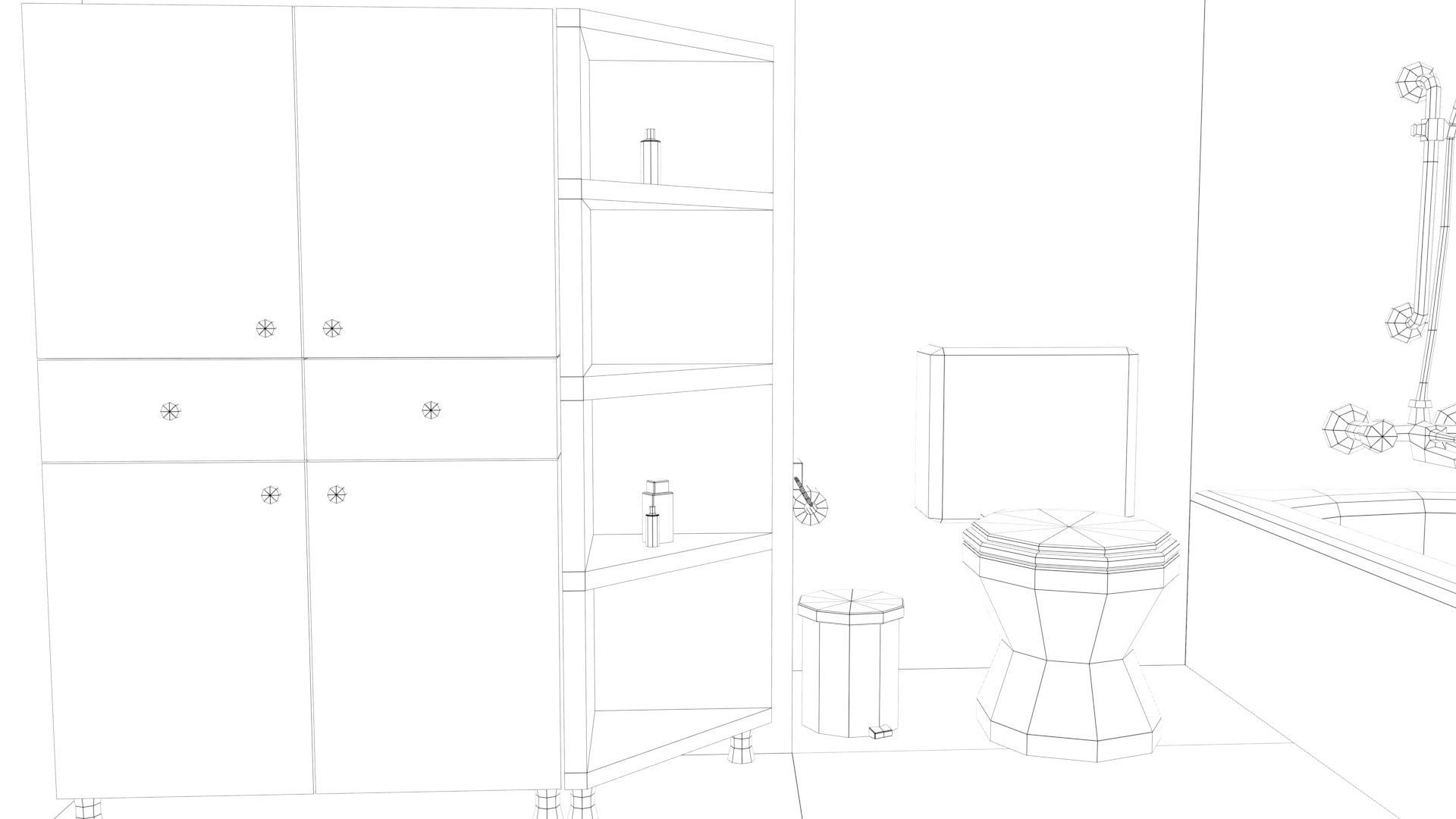 Cartoon Bathroom Low-poly 3D model_49