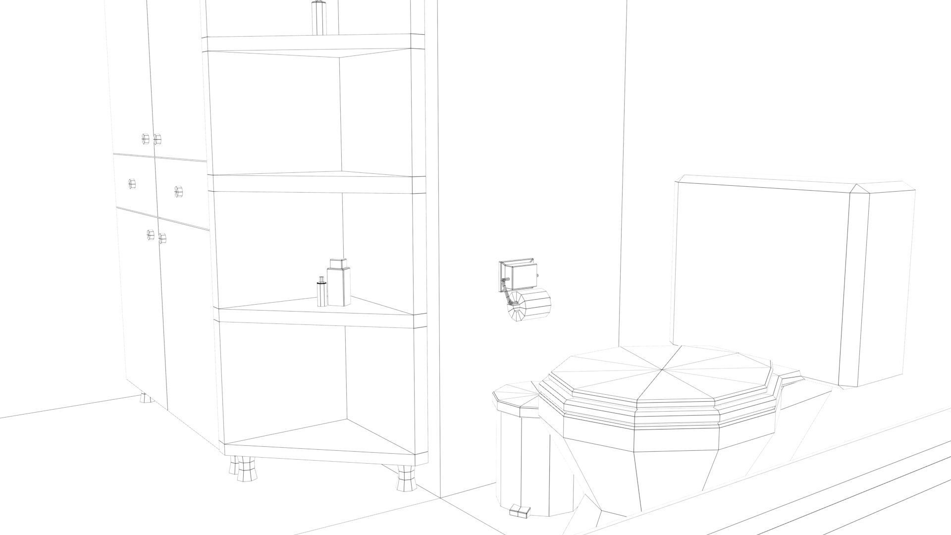 Cartoon Bathroom Low-poly 3D model_33