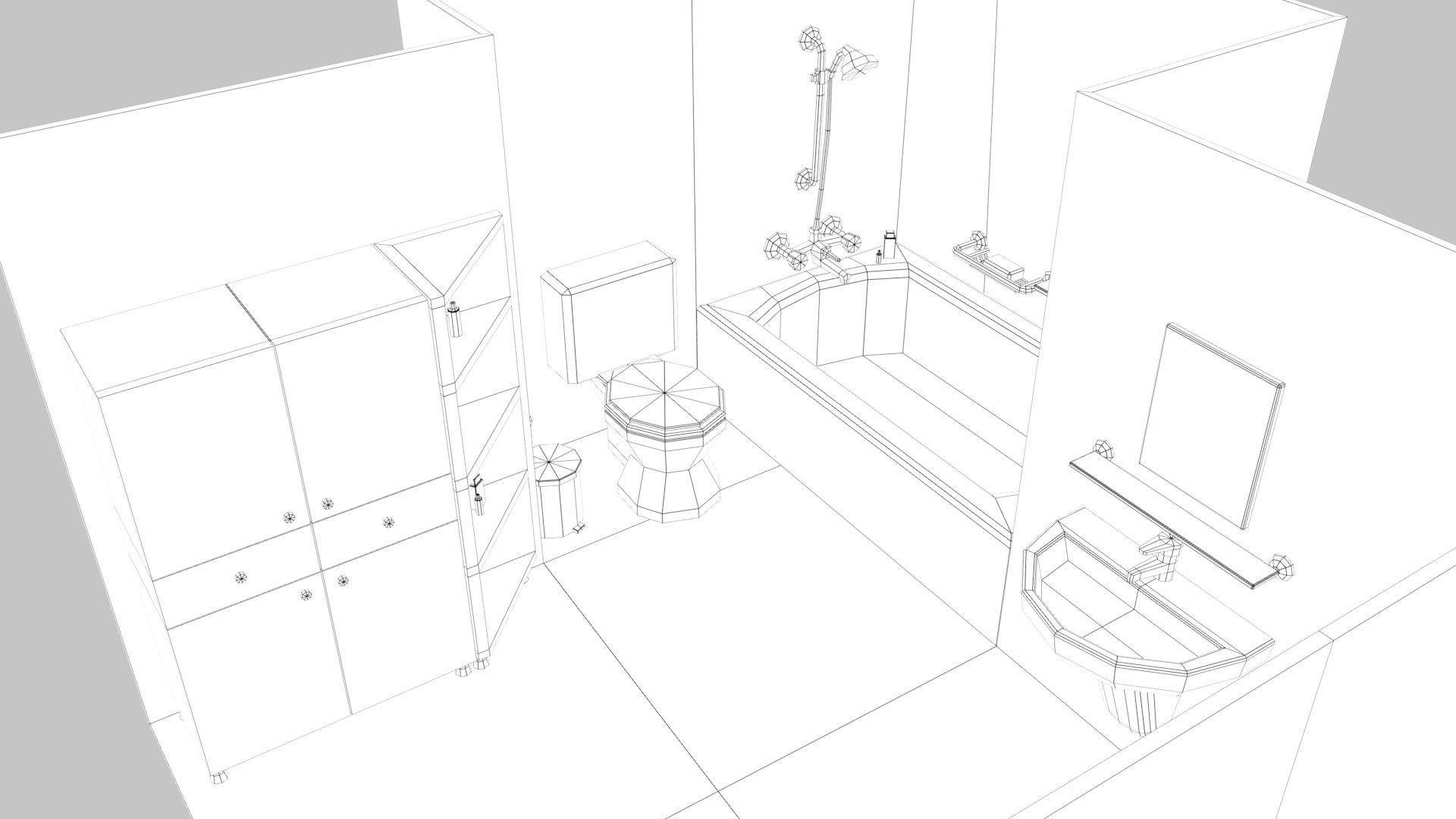 Cartoon Bathroom Low-poly 3D model_23