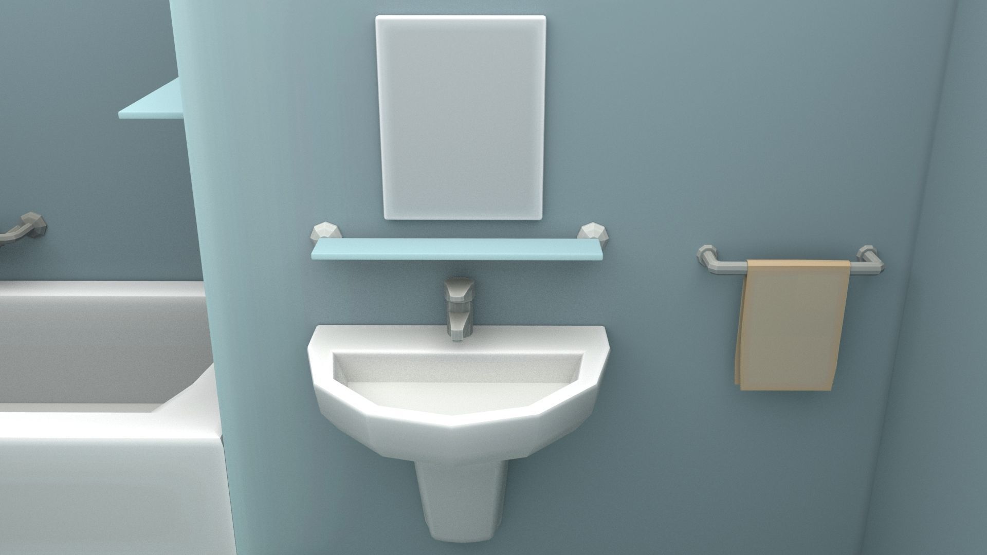 Cartoon Bathroom Low-poly 3D model_44