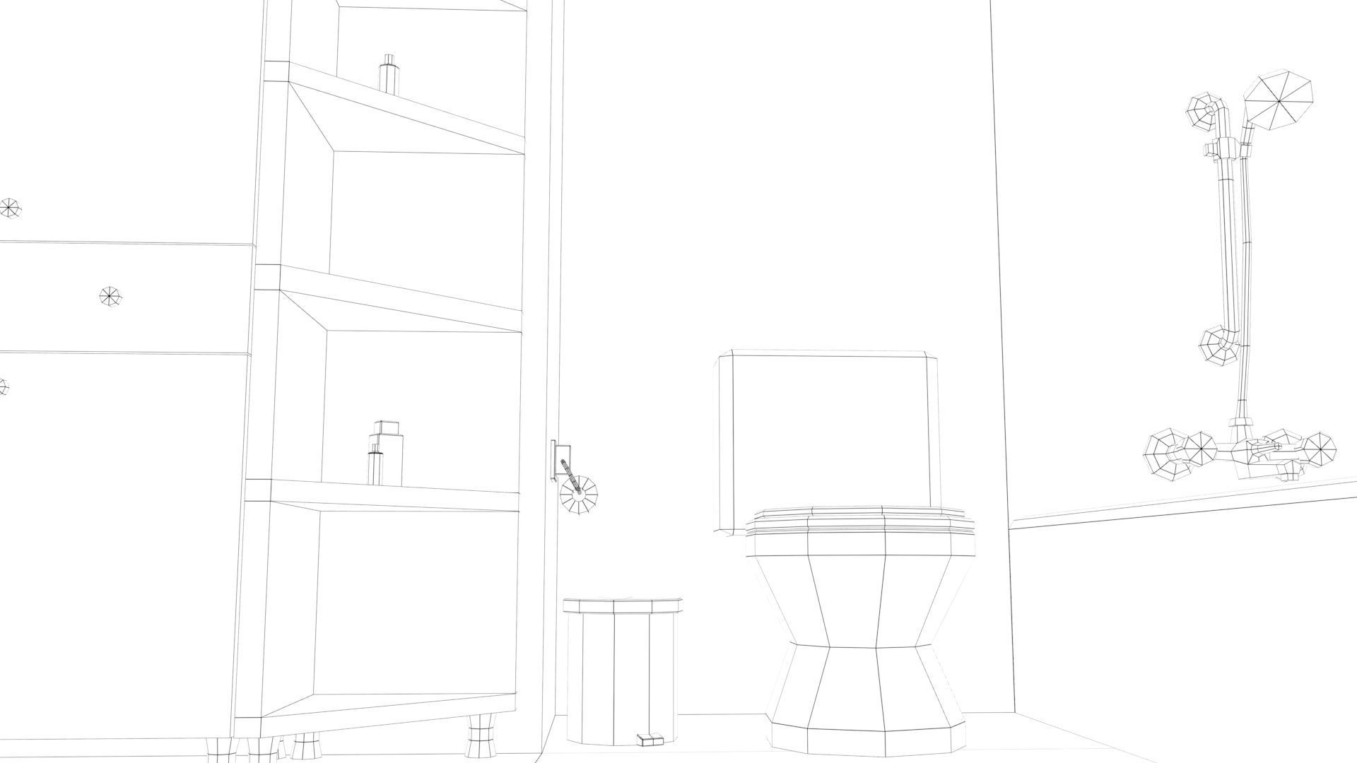 Cartoon Bathroom Low-poly 3D model_43