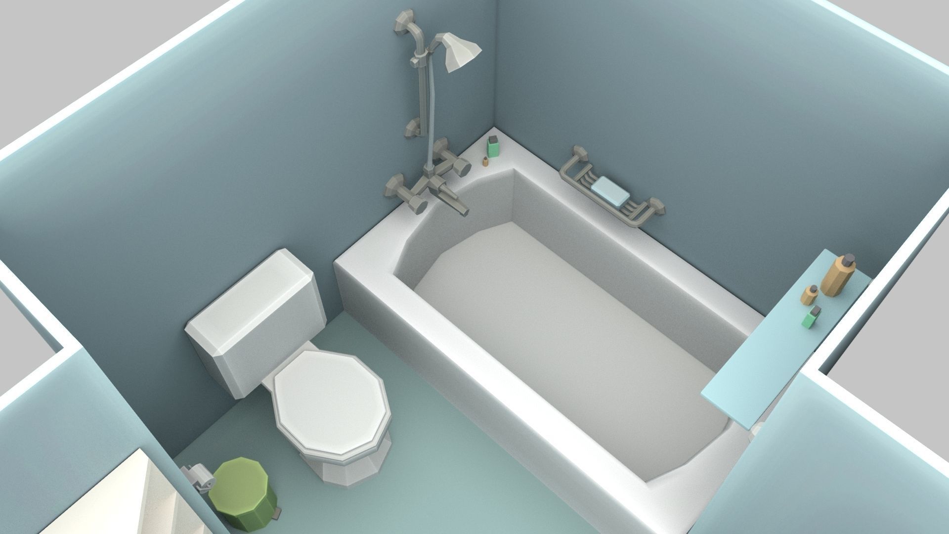 Cartoon Bathroom Low-poly 3D model_36