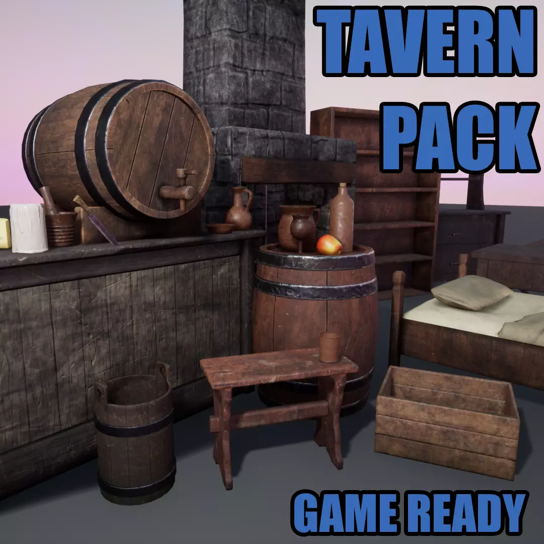 Tavern Pack Low-poly 3D model_0