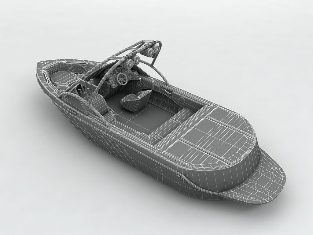 Sport Ski Motor Boat Low-poly 3D model_2