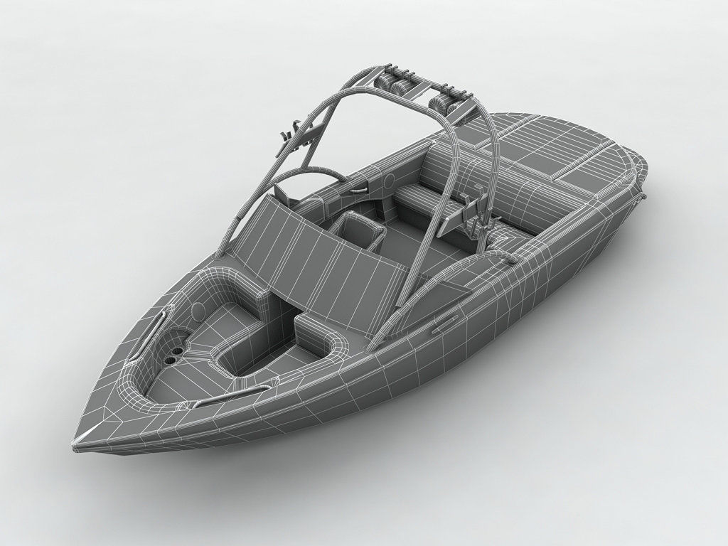 Sport Ski Motor Boat Low-poly 3D model_3