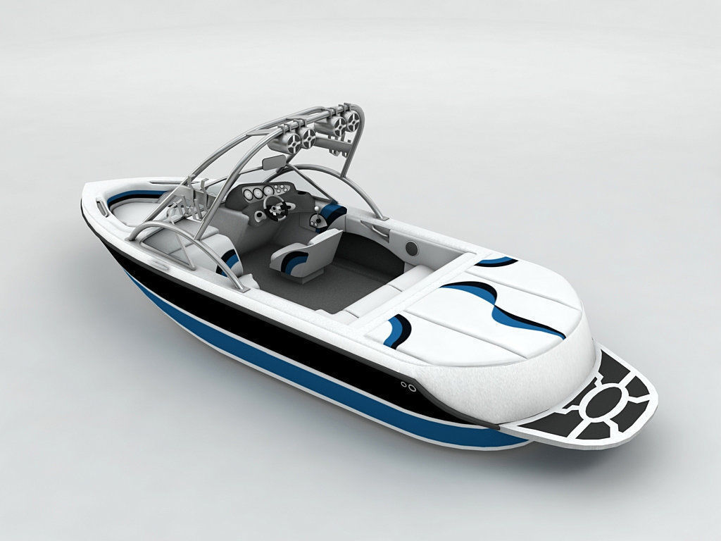 Sport Ski Motor Boat Low-poly 3D model_1