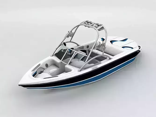 Sport Ski Motor Boat Low-poly 3D model
