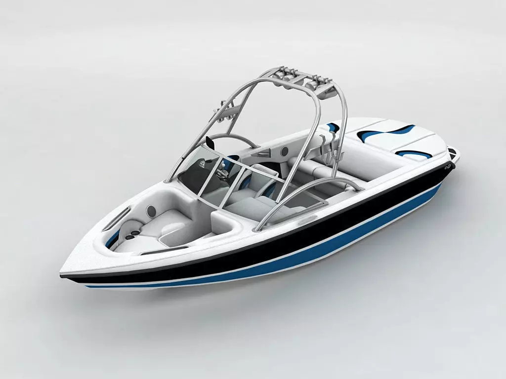 Sport Ski Motor Boat Low-poly 3D model_0