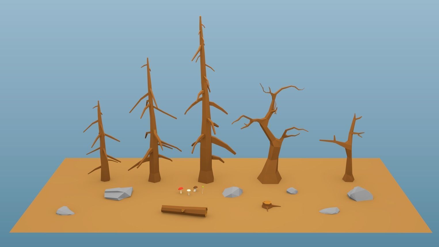Dead Forest Pack Low-poly 3D model_1