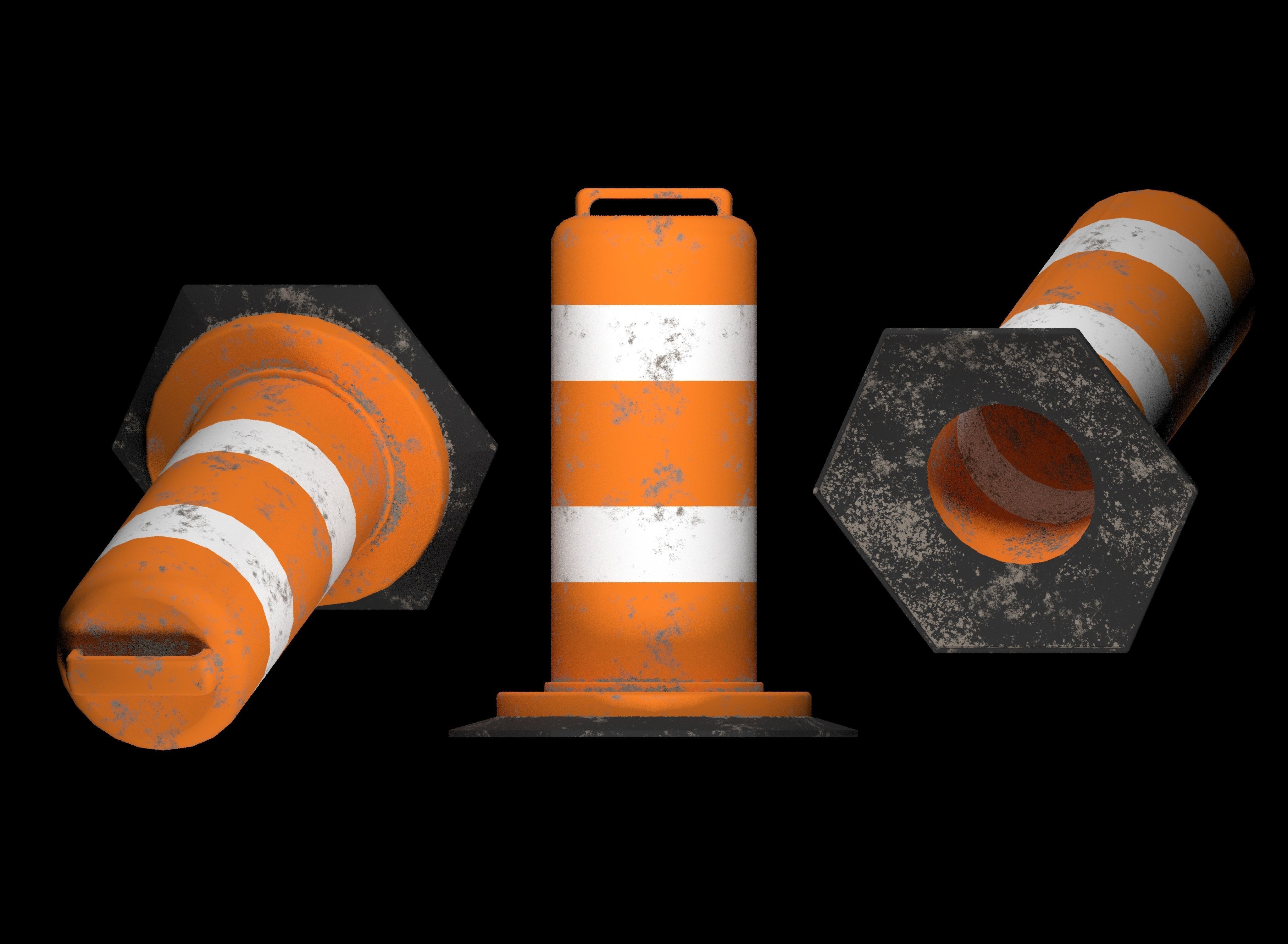 Traffic cone Low-poly 3D model_4