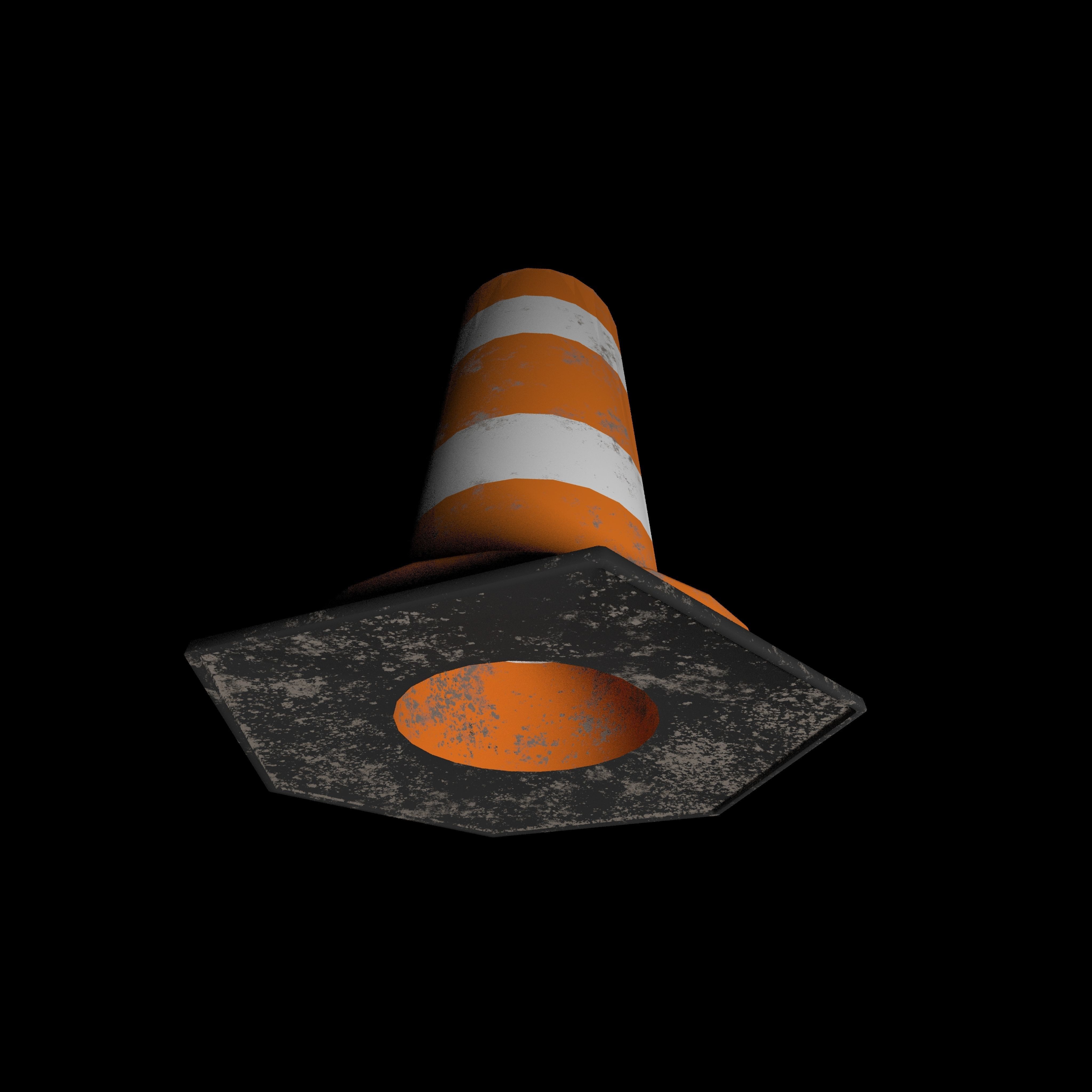 Traffic cone Low-poly 3D model_2