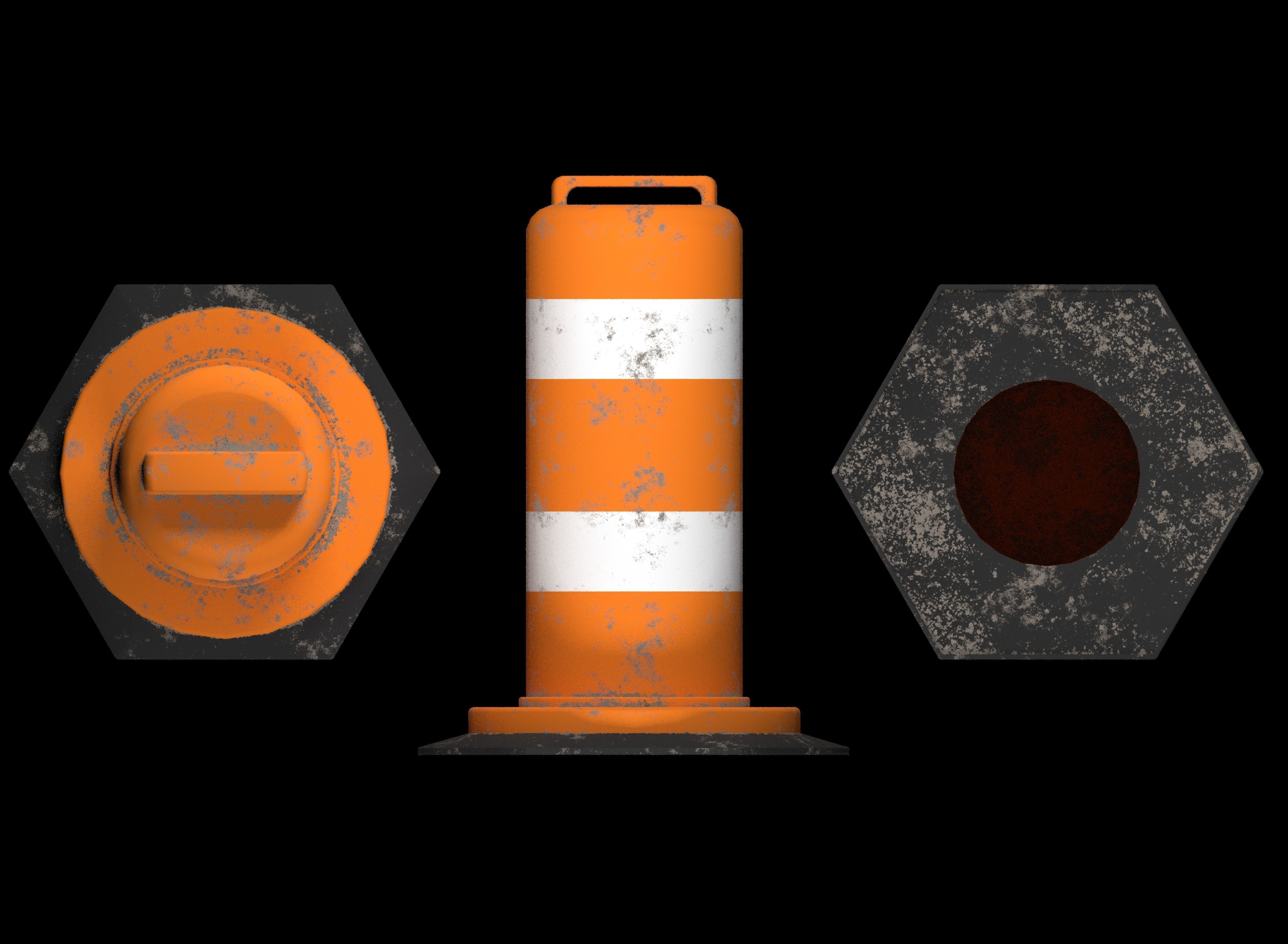 Traffic cone Low-poly 3D model_3