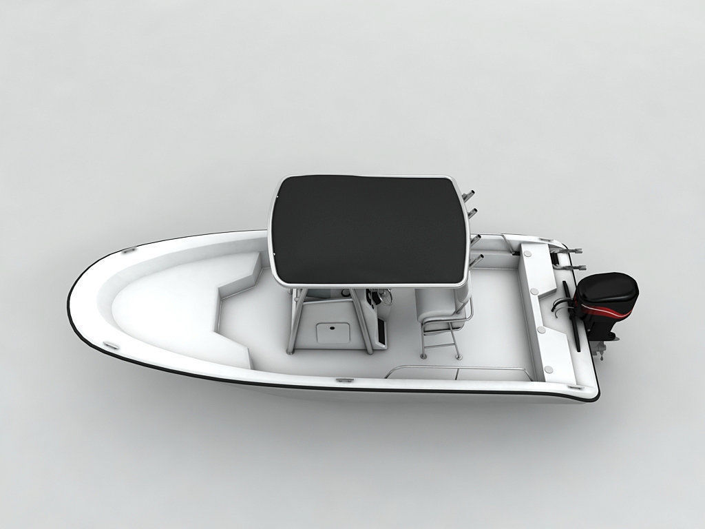 Fishing Motor Boat Boston Whaler 1 Low-poly 3D model_2