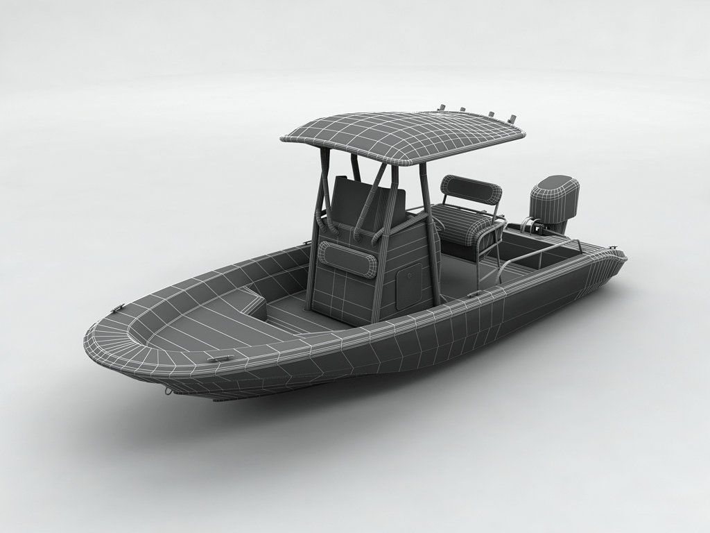 Fishing Motor Boat Boston Whaler 1 Low-poly 3D model_3