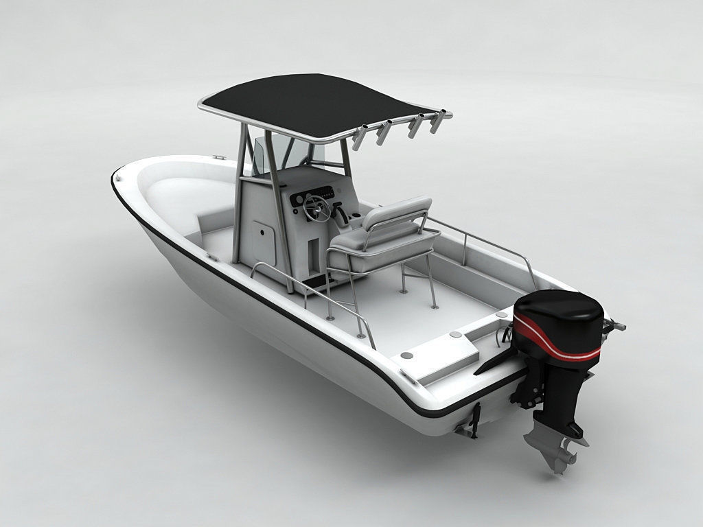 Fishing Motor Boat Boston Whaler 1 Low-poly 3D model_1
