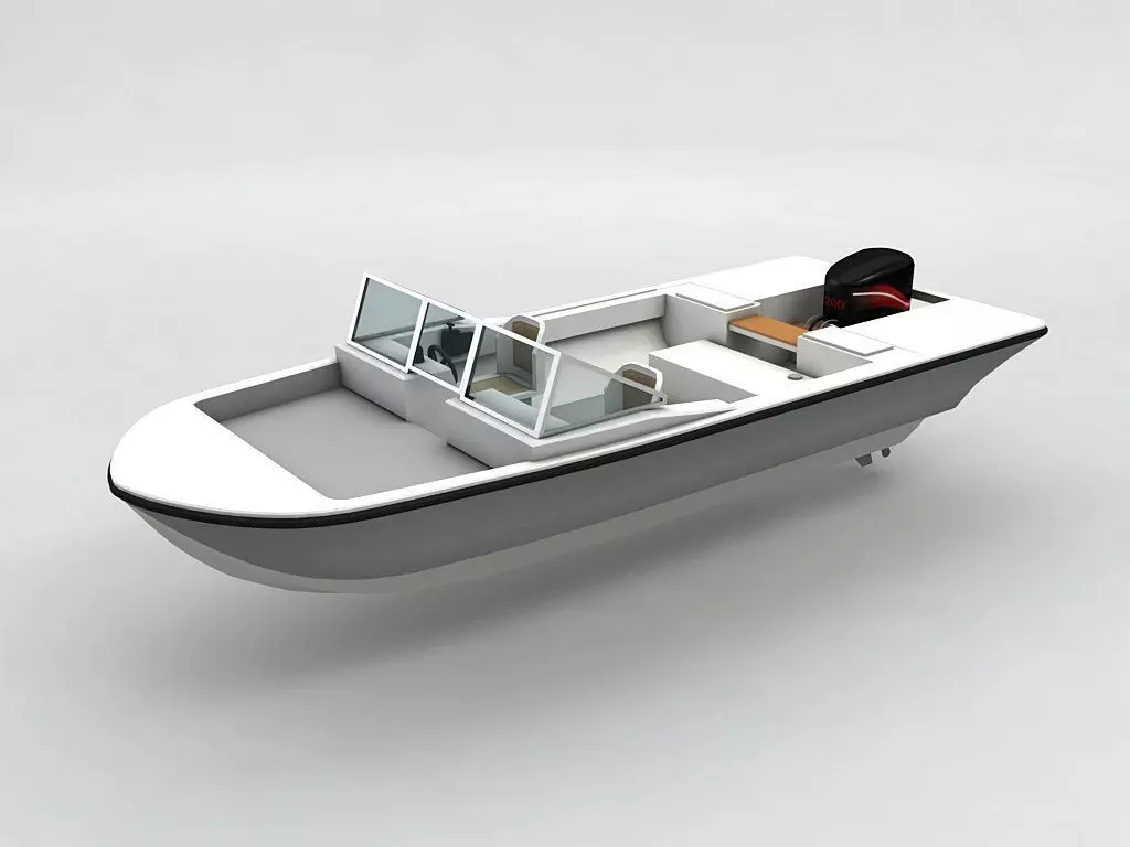 Fishing Motor Boat Dinghy 1 Low-poly 3D model_0