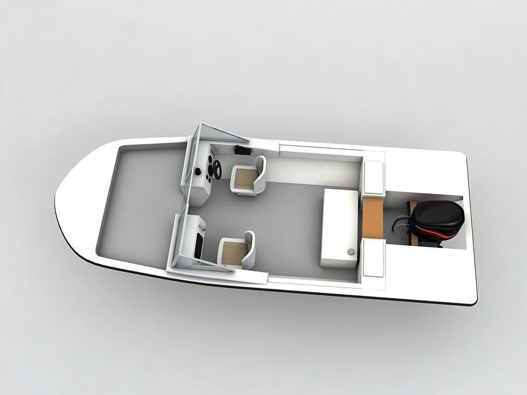 Fishing Motor Boat Dinghy 1 Low-poly 3D model_2