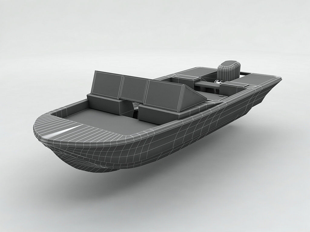 Fishing Motor Boat Dinghy 1 Low-poly 3D model_4