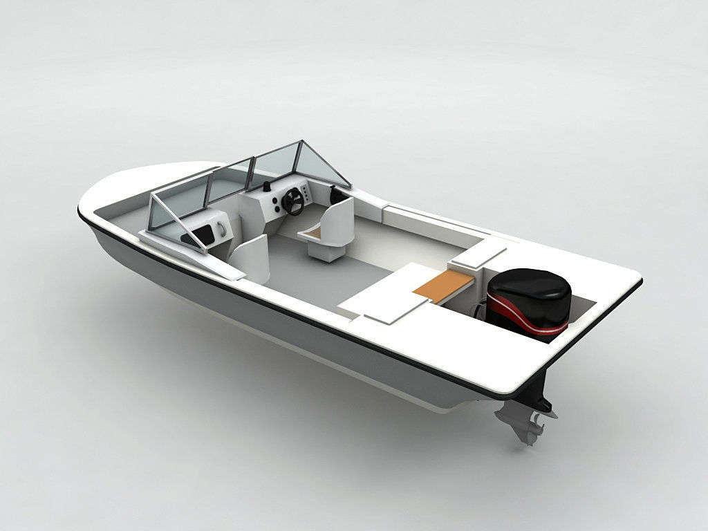 Fishing Motor Boat Dinghy 1 Low-poly 3D model_1
