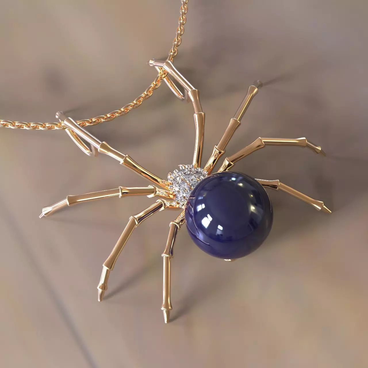 Spider with pearl pendant and brooch 3D print model_0