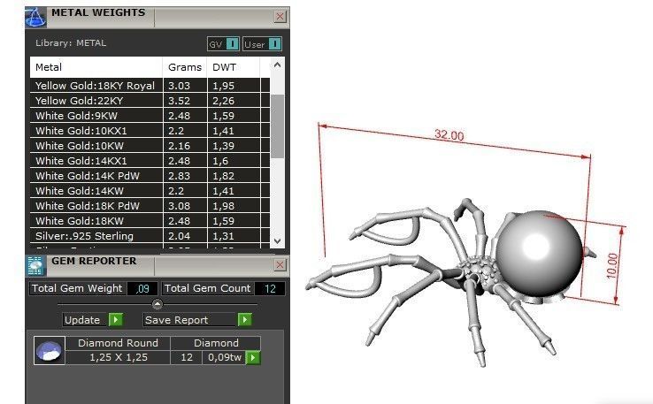Spider with pearl pendant and brooch 3D print model_2