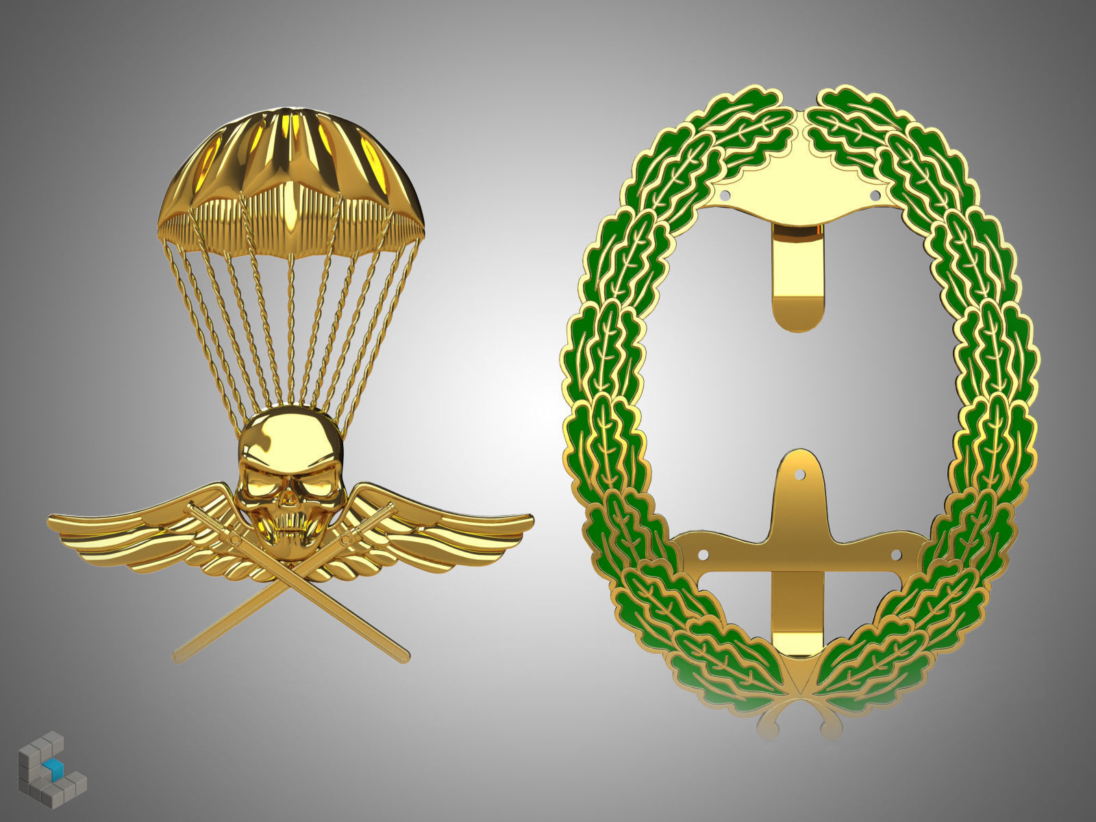 Royal Hungarian Army Parachutist Skill Badge 3D print model_4