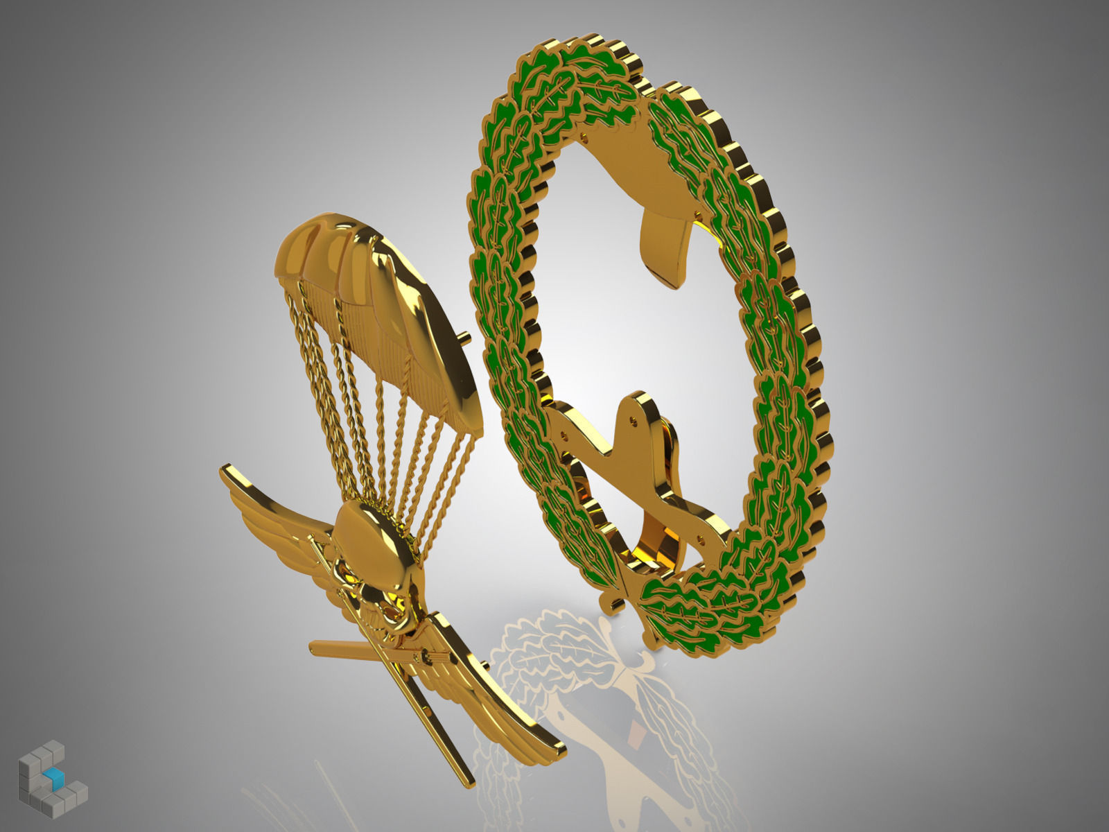 Royal Hungarian Army Parachutist Skill Badge 3D print model_3