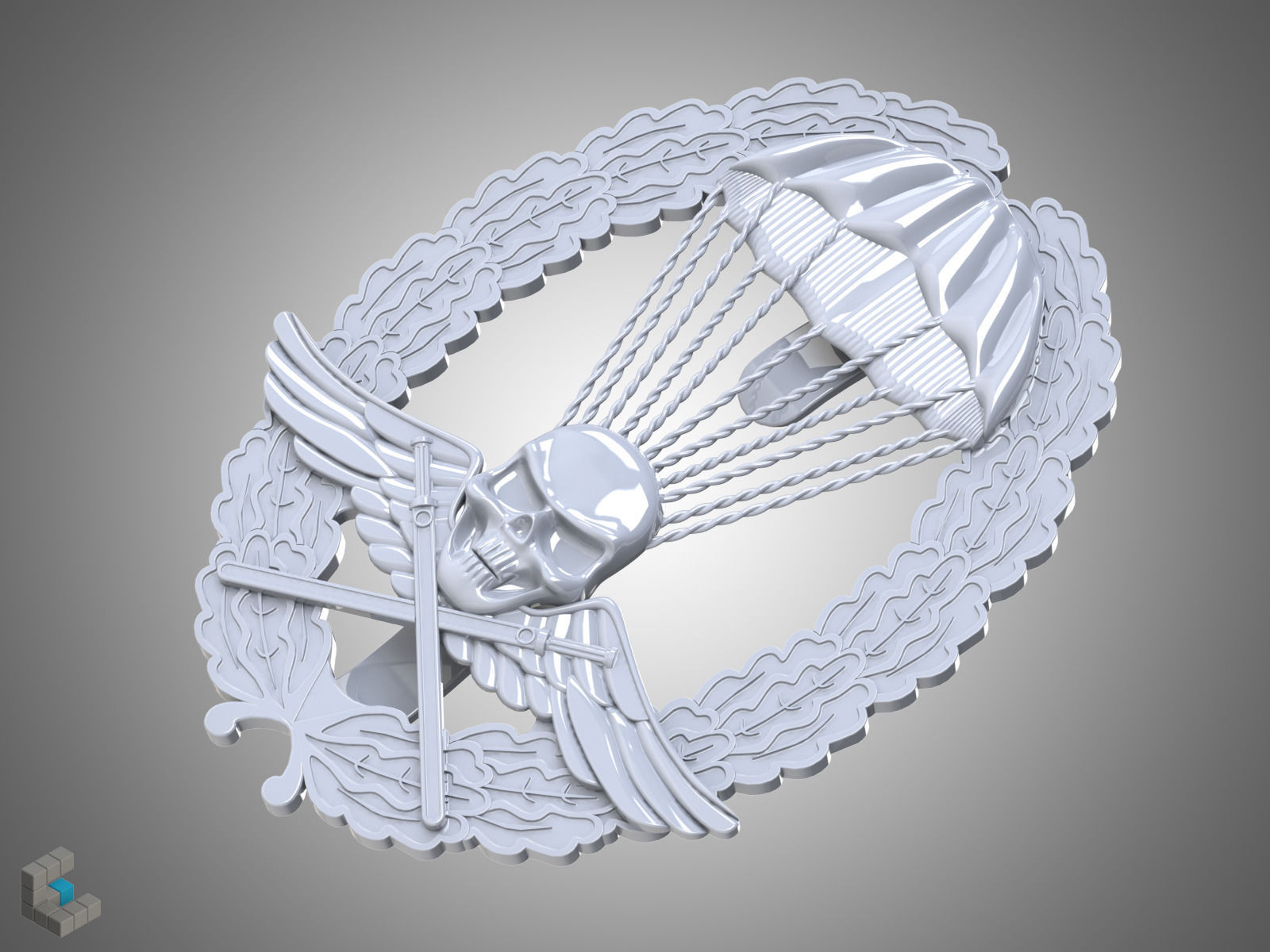 Royal Hungarian Army Parachutist Skill Badge 3D print model_5