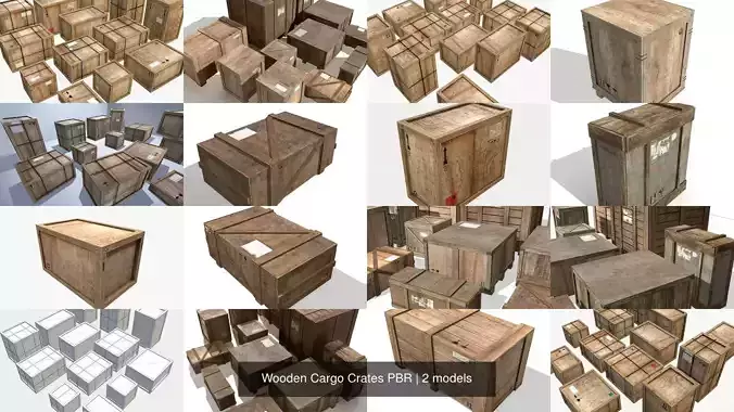 Wooden Cargo Crates PBR 3D Model Collection