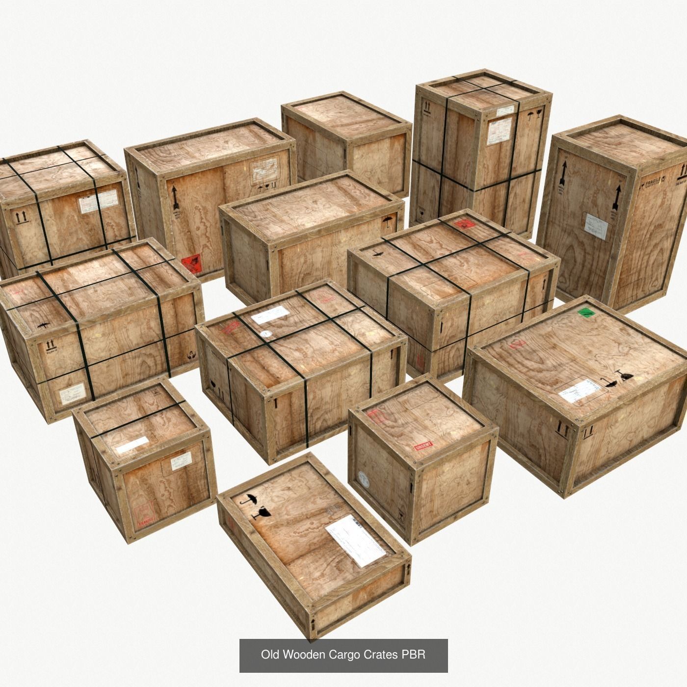 Wooden Cargo Crates PBR 3D Model Collection_1
