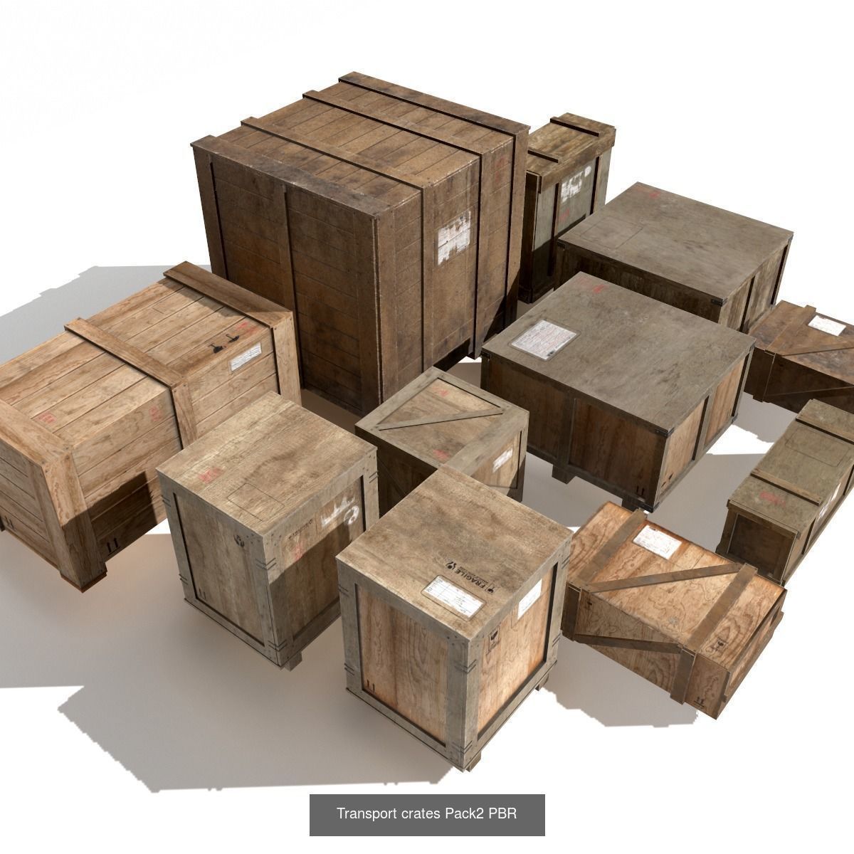 Wooden Cargo Crates PBR 3D Model Collection_2