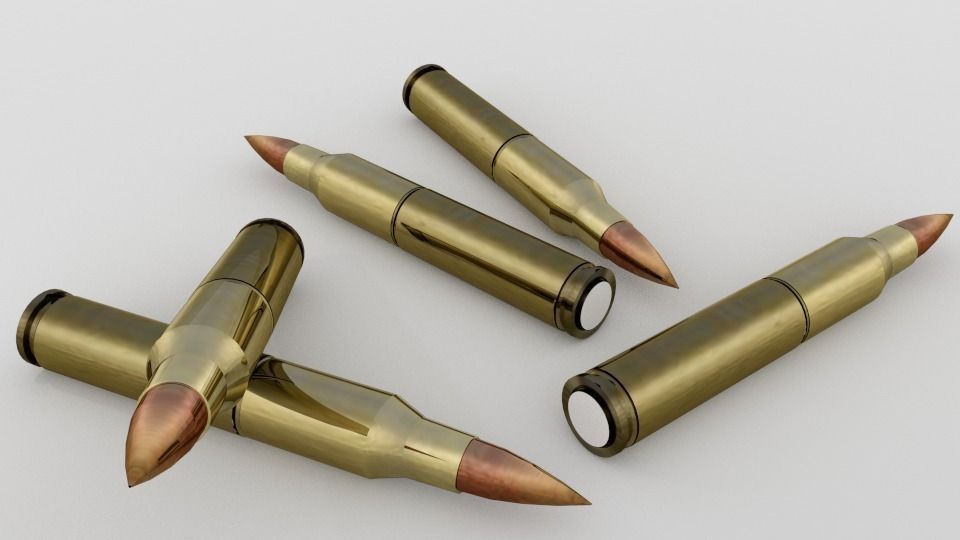 Brass Bullets Low-poly 3D model_0