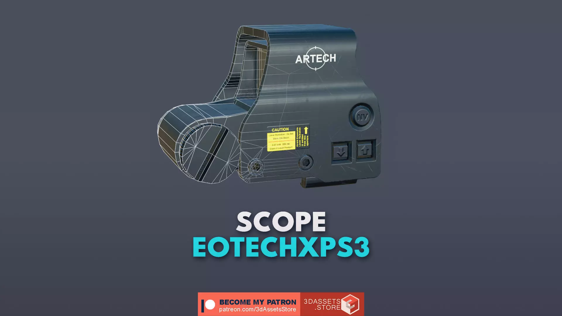 Weapon - Scope - 01 - EoTechXPS3 Low-poly 3D model_0
