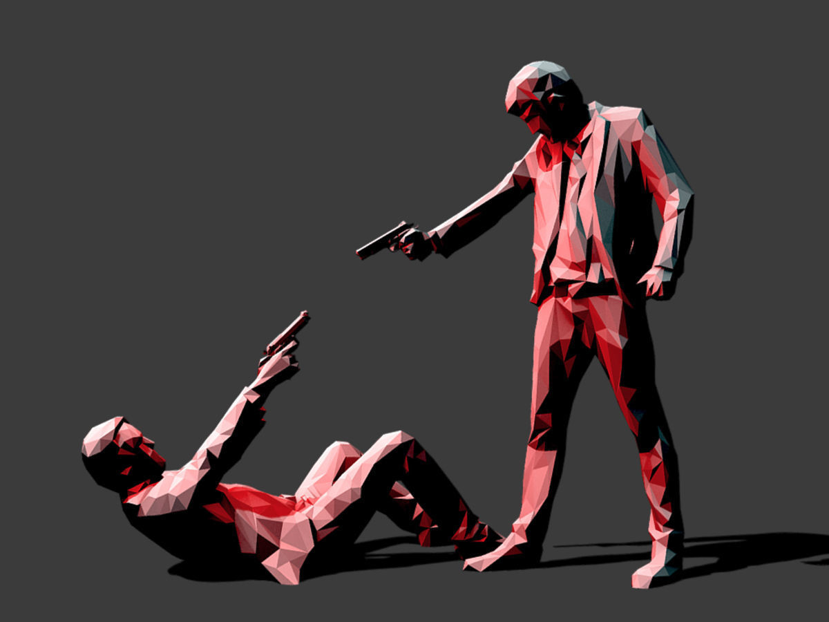 Mr White versus Mr Pink Low-poly 3D model_7