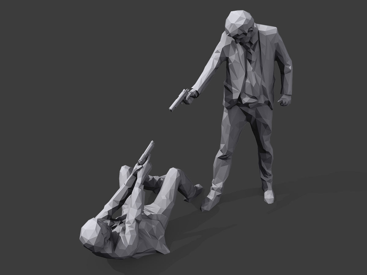 Mr White versus Mr Pink Low-poly 3D model_5
