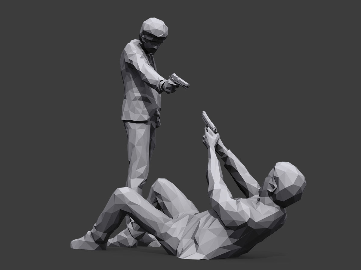 Mr White versus Mr Pink Low-poly 3D model_3