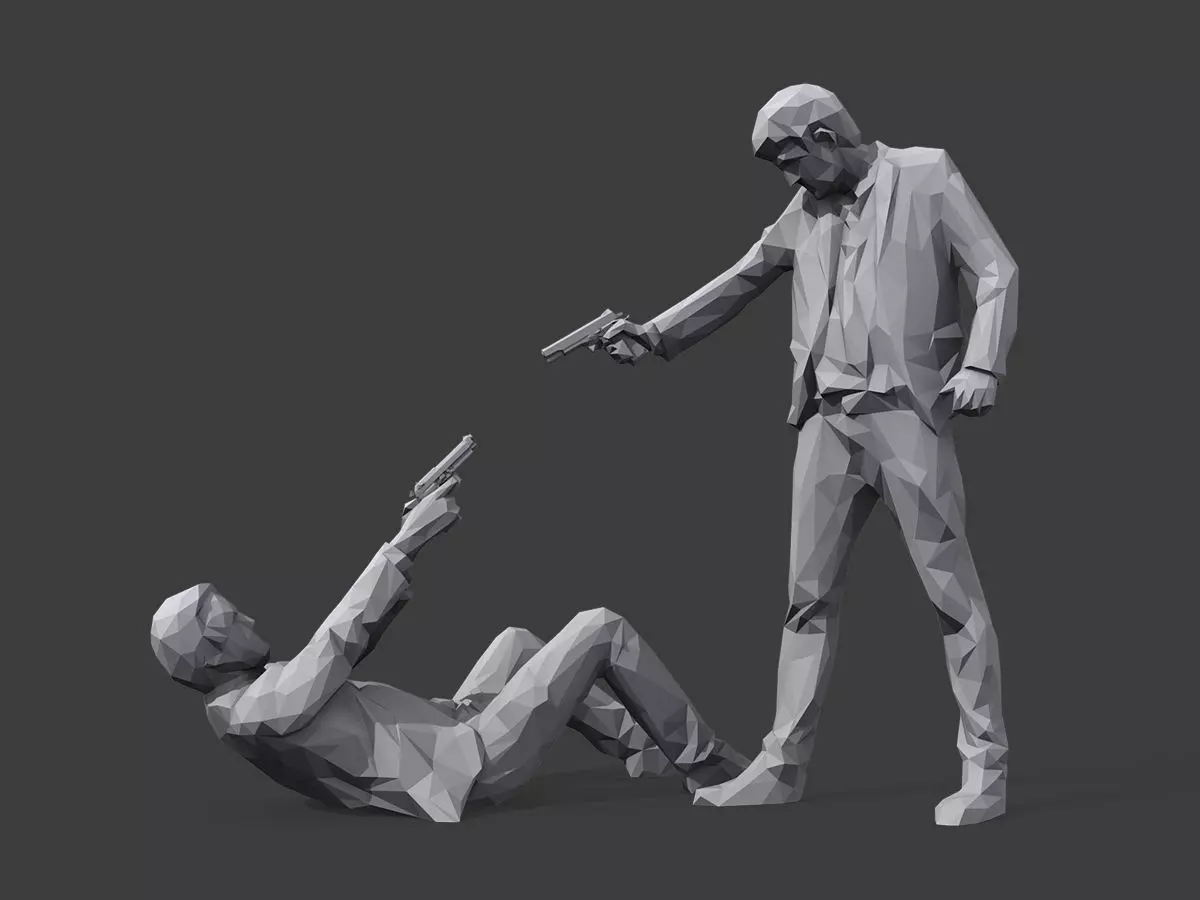 Mr White versus Mr Pink Low-poly 3D model_0
