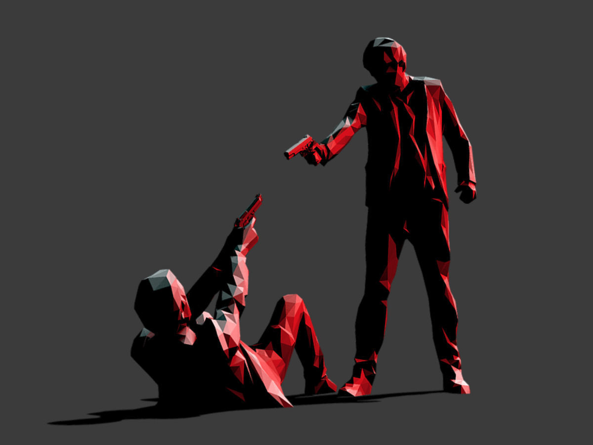 Mr White versus Mr Pink Low-poly 3D model_8