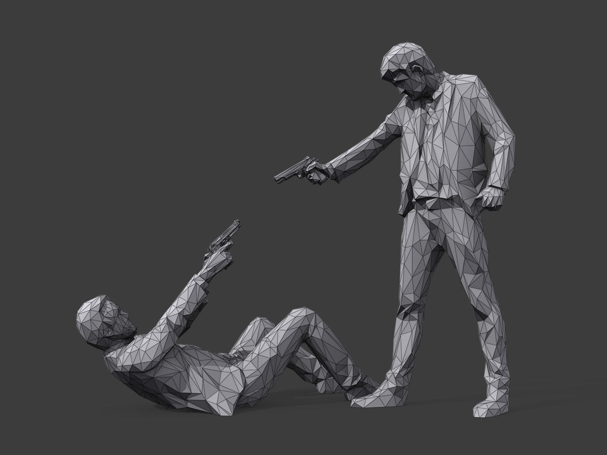 Mr White versus Mr Pink Low-poly 3D model_1