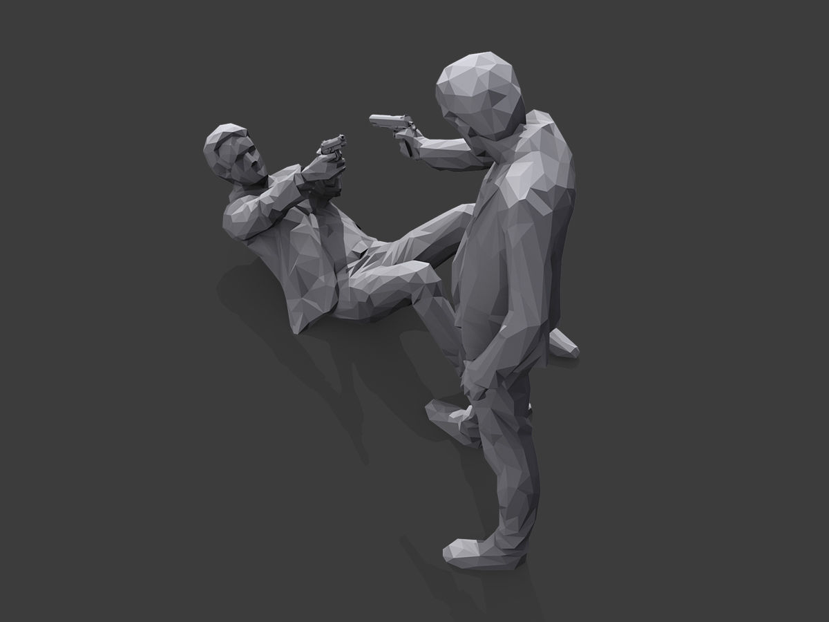 Mr White versus Mr Pink Low-poly 3D model_6
