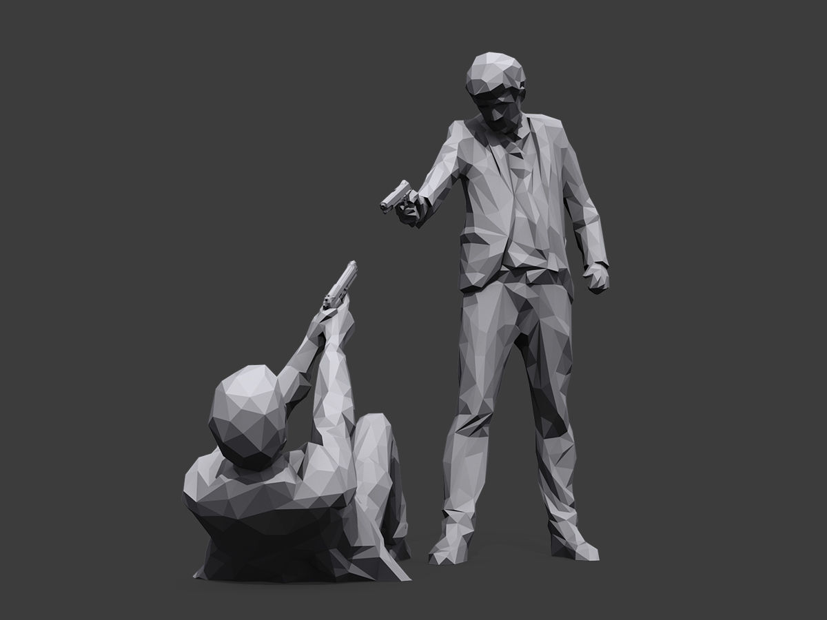 Mr White versus Mr Pink Low-poly 3D model_2