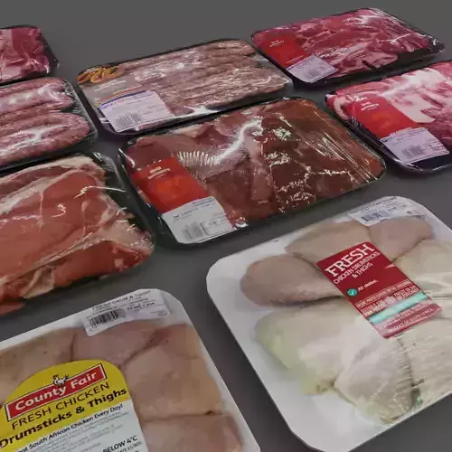 Meat sausage poultry chicken beef lamb packs for shop Low-poly 3D model