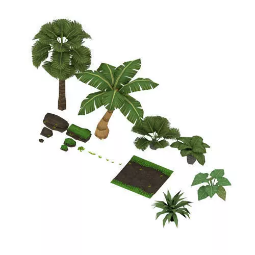 Cartoon of palm tree  Low-poly 3D model_0