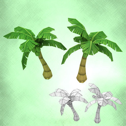 Cartoon of palm tree  Low-poly 3D model_6