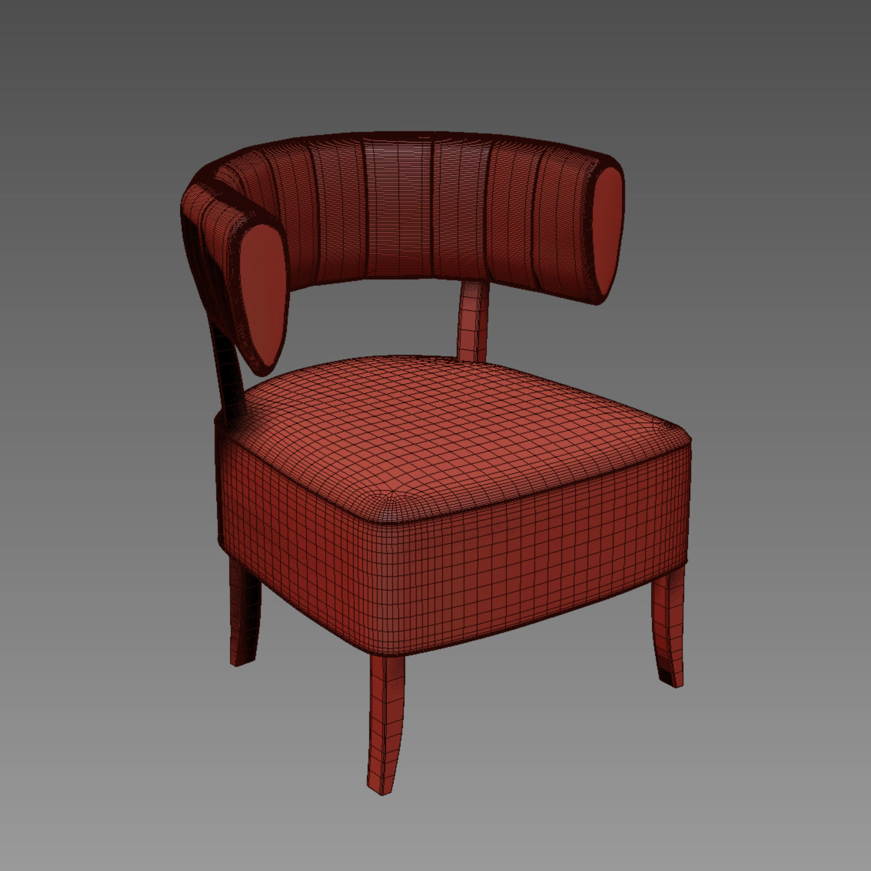 armchair lounge chair velvet 3D model_6