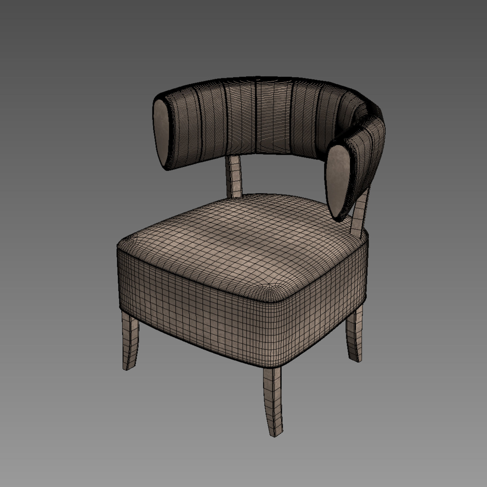 armchair lounge chair velvet 3D model_7