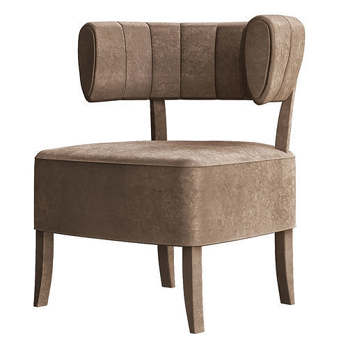 armchair lounge chair velvet 3D model
