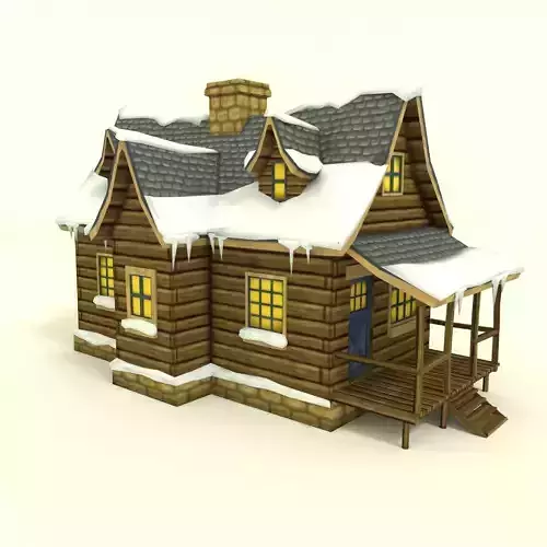 Low Poly Winter House Low-poly 3D model
