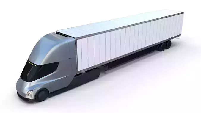 Tesla Truck Silver w trailer